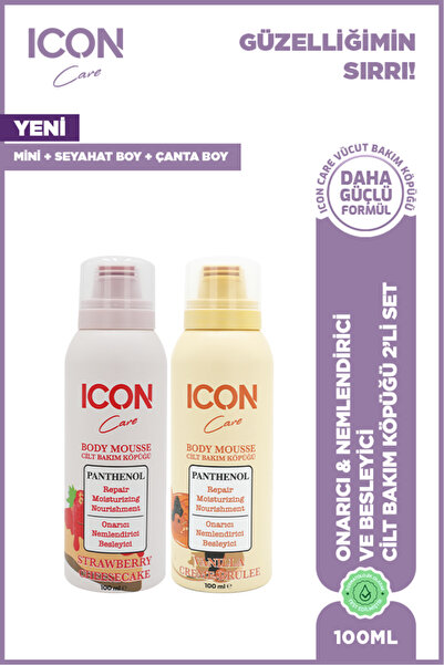 ICON Care Cilt Bakım Köpüğü Vanılla Creme100 ml + Strawberry & Cheesecake 100...
