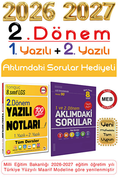 Tonguç Yayınları 8. Sınıf Yeni Nesil Lgs Yazılı Notları 2. Dönem 1 Ve 2. Yazılı