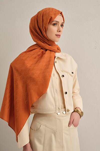 Armine شال بامورا - منقوشة بنقشة مونوغرام 3 - برتقالي 43
