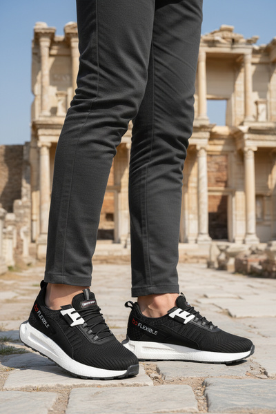 WALKWAY Black and White Mesh Lightweight Flexible Memory Sole Men's Sports Sh...