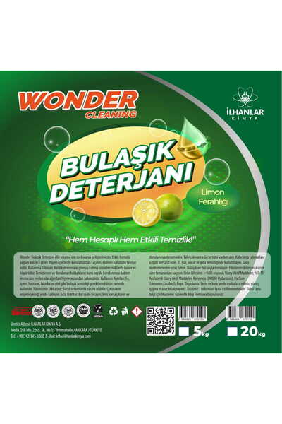 Wonder Cleaning Elde Bulaşık Deterjanı Limonlu Ferahlık ve Gliserinli 20 Kg