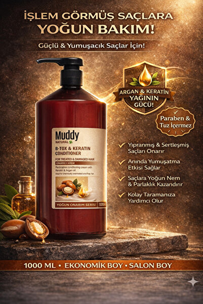 Muddy Aşırı Yıpranmış Saçlara B-tox&keratin Onarıcı Saç Kremi 1000 ml 8697426...
