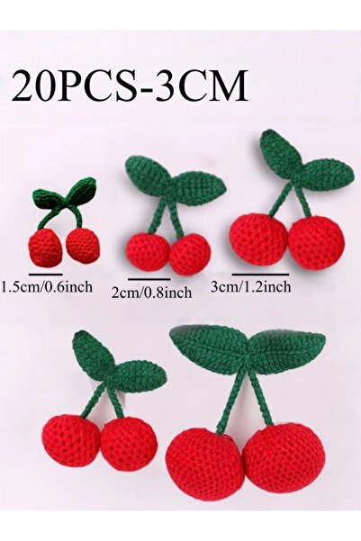 Choice 3cm-20PCS 10/20PCS Knitted Cherry Hook Weaving DIY Ornaments Craft Sup...