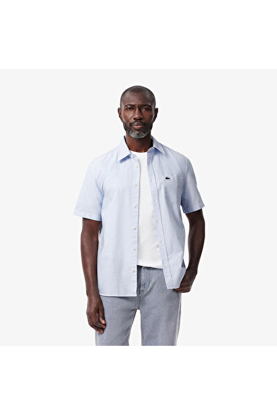 Lacoste قميص أكسفورد بأكمام قصيرة وقصة عادية - CH5624-00-E7B