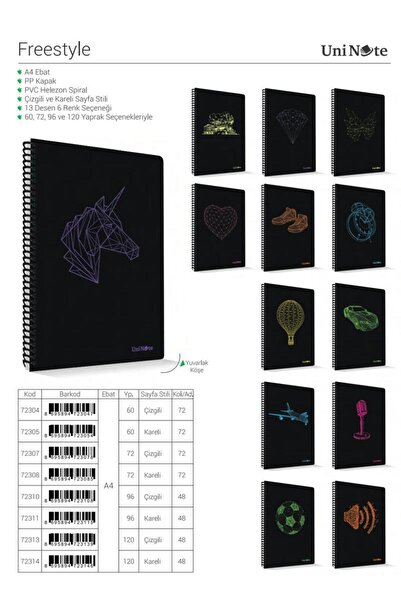 ÇINAR DEFTER دفتر ملاحظات فريستايل بغلاف بلاستيكي مقاس A4 بحلقات حلزونية، 96 ...