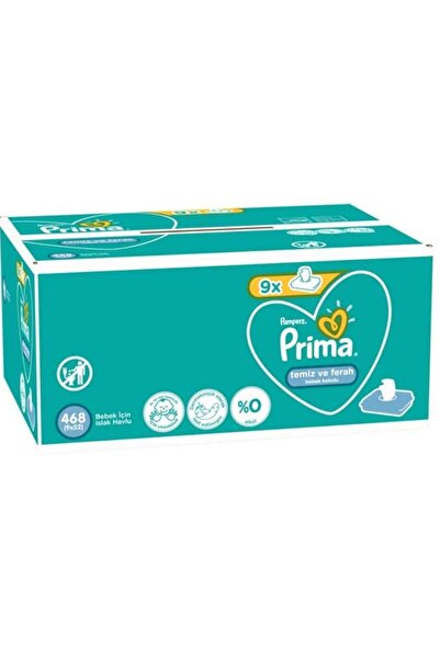 Prima Islak Havlu Mendil Hassas Ciltler İçin 9lu Set 468 Yaprak 9'lu Set