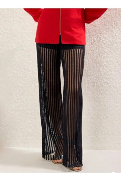 quella atelier Striped Tulle Transparent Trousers