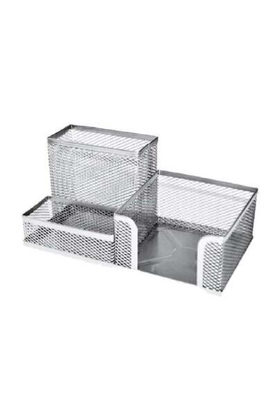 VİVA طقم حامل أقلام مكتبي من إينوكس، مجموعة مشتركة من الشبك الفضي