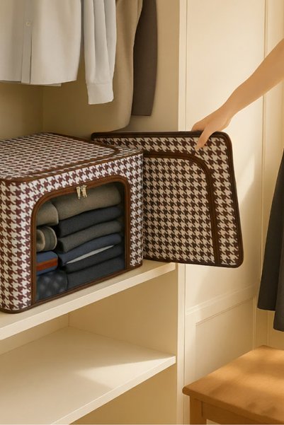 Handyol 1 Piece Multi-Purpose Organizer with Window, Steel Reinforced Zippered Clothing and Blanket Organizer