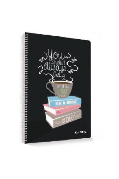 ÇINAR DEFTER دفتر ملاحظات A4 بغلاف بلاستيكي بتصميم حلزوني مربع، 60 ورقة