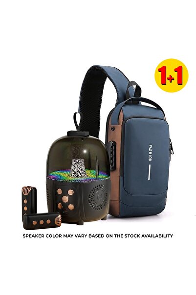 Zen Store 2 PC COMBO-BLUE Waterproof Anti-Theft USB Sling Daypack with Q-3 Pa...