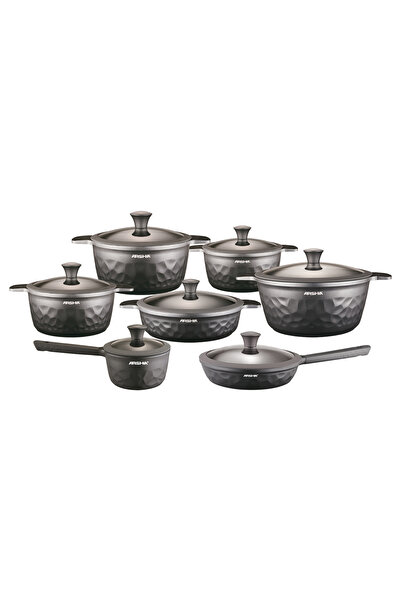 Arshia Diamond Cookware Set in Gray - 14 Pieces