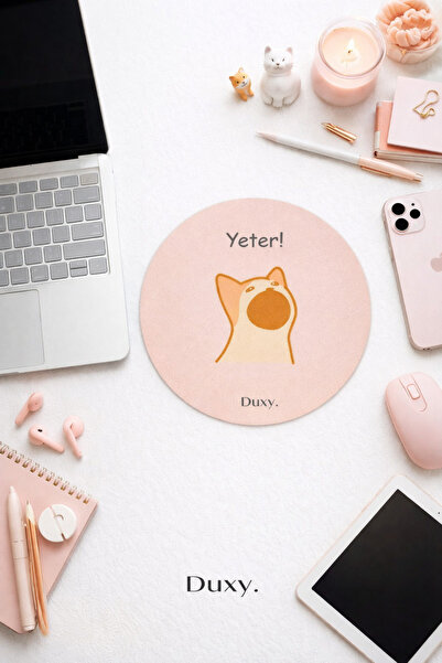 Duxy Espirili Kedi Kauçuk Mouse Pad, 19 cm, Kaymaz Taban, Ev Ofis Oyun için R...