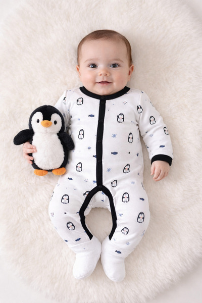 luay رومبير مطبوع بأكمام كاملة من القطن بنسبة 100%، بدلة قطعة واحدة للبنات وا...