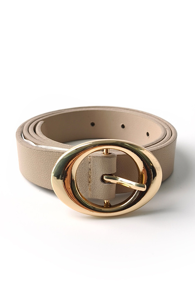 Ecrou Circle Buckle Belt Beige