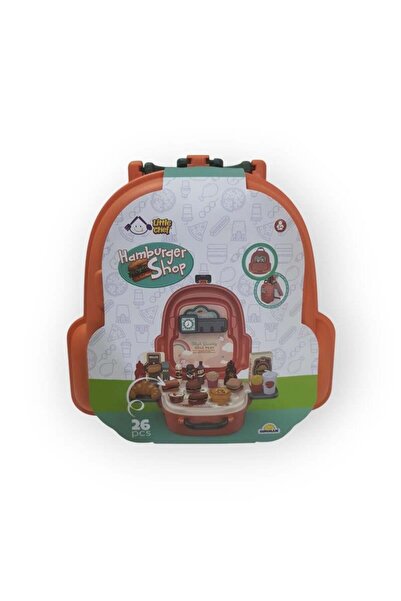 KIZILKAYA Sunman Little Chef Hamburger Shop 26 Piece Play Set with Hard Backpack