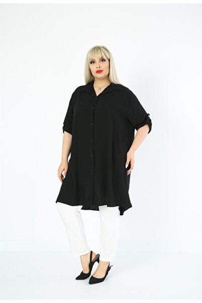 By Alba Collection Tunică de damă bumbac viscoză uni marime mare neagră