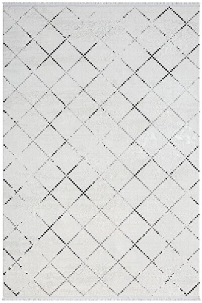 Karmen Halı Elegance Eg010a Beyaz Halı Geometrik Detaylı Modern Viskon Doğal ...