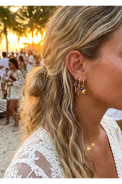 Duke Nickle Women's Colorful Bead Snake Star Figure Earrings Dbkp2079