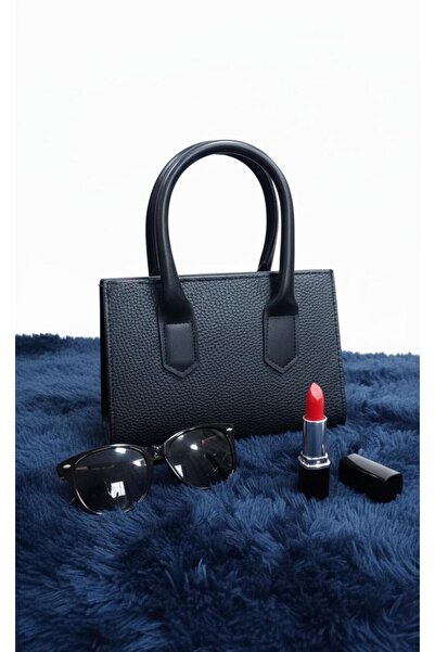 ÖZENSE Elegant Women's Hand and Shoulder Bag with Zipper in Black Color