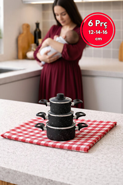 VENETTO طقم قدور جرانيت صغيرة 12-14-16 سم (وعاء طعام)