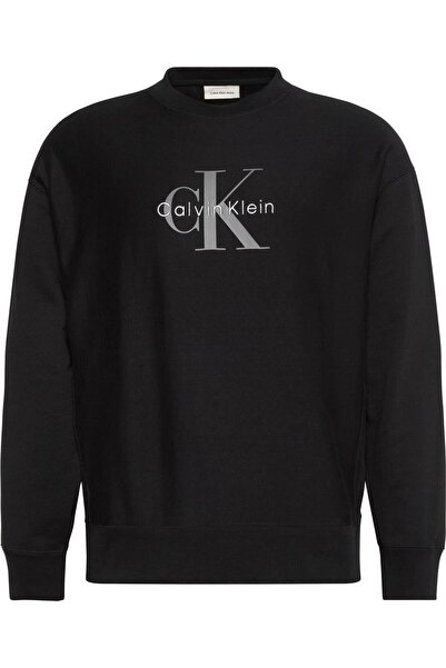 Calvin Klein Pánská mikina Ls Premium Terry Monologo Cn s kulatým výstřihem