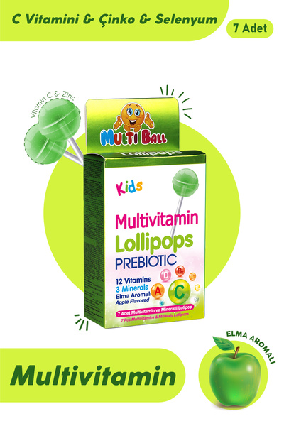 Multiball Kids Multıvıtamın Lollıpops Prebıotıc 7li