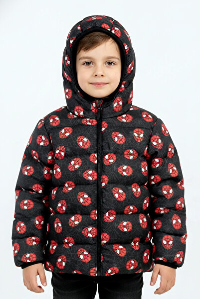 ROBA KIDS Palton puf de iarnă pentru băieți - fleece, glugă, model Spiderman ...