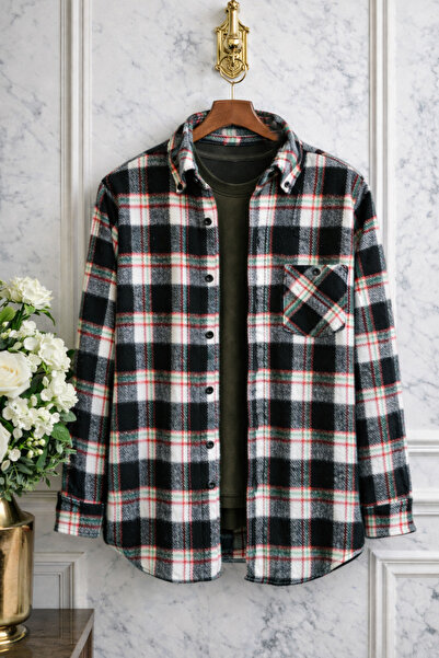 Varetta قميص رجالي أسود من نوع Oduncu بقصة واسعة وجيوب سميكة للشتاء