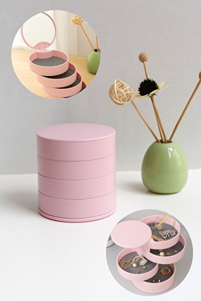 Ecrou 4-Compartment Rotating Drawer Jewelry Box Pink