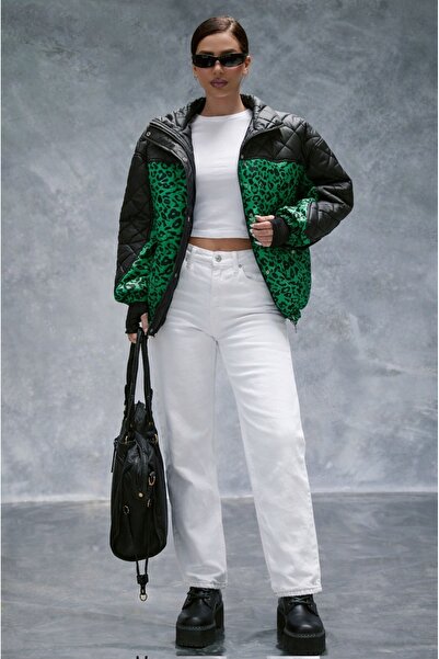 BORCKA TEKSTİL Palton matlasat pentru femei cu imprimeu leopard