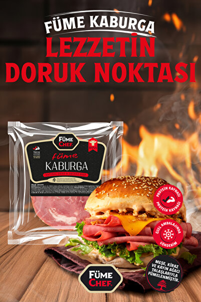 FümeChef Dana Kaburga Etinden Dilimli Dana Füme 100 gr Yoğun Tütsülenmiş Lezz...