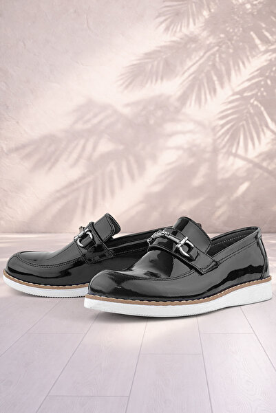 Rakerplus Pantofi clasici pentru copii din piele naturală, din piele neagră