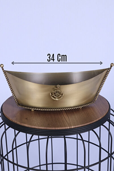 Yapay Çiçek Sitesi Metal Dekoratif Çiçeklik Sunumluk Büyük Kayık Bronz