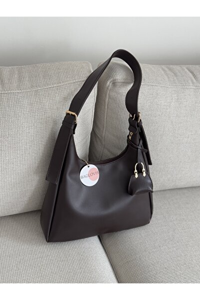 BAGLOVİS Кафява дамска чанта от синтетична кожа с малък портмоне и цип, EN34 ...