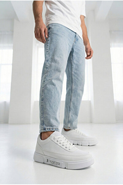 Zerenyus Visokokvalitetne muške bijele patike na vezanje, ležerne sportske ci...