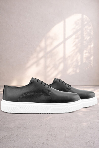 Rakerplus Derby Genuine Leather Black and White Sole Children's Classic Shoes