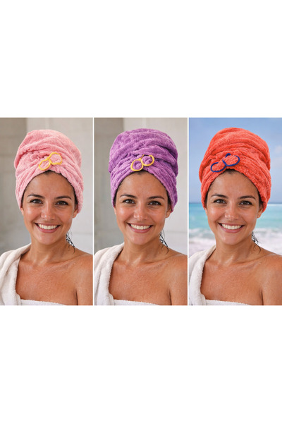 ZvM قبعة تجفيف الشعر من الألياف الدقيقة، 3 قطع، قبعة تجفيف الشعر، قبعة شعر وشاطئ