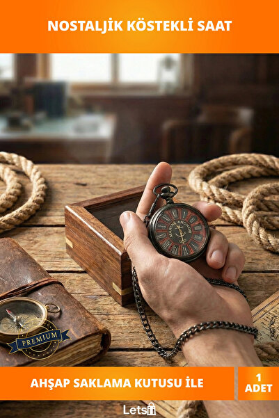Letsii Ahşap Kutulu Nostaljik Köstekli Saat Model 2