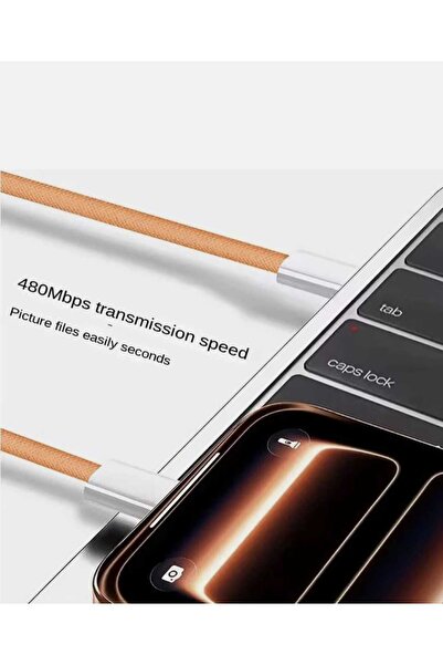 FABRON 60W İPhone Samsung Mi Huawei Type-C to Type-C 1M Halat Örgü Universal Hizli Sarj ve Data Kablosu