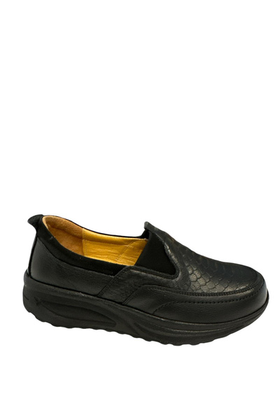 Castle Black YLDZ-42639 حذاء نسائي مريح لتقويم العظام - جلد طبيعي، أسود