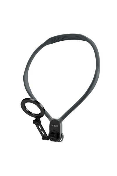 Promate MagView Neck Phone Holder - 360° Flexible MagSafe Neckband Mount (Black)