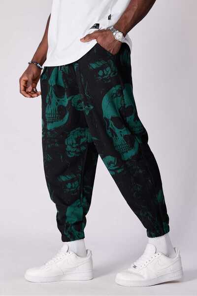 FG KONNİCHİWA Unisex Etnik Desenli Beli Ve Paçaları Lastikli Cepli Salaş Hipp...