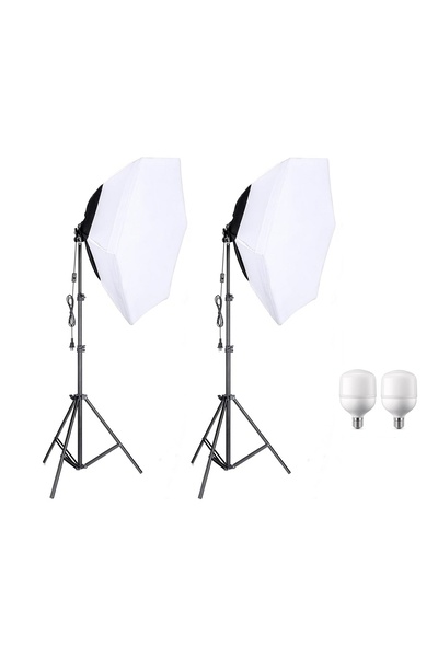 AZT 2 li Ürün Reklam Moda Makyaj Stüdyo için 70cm Octagon Softbox 130w Ampull...
