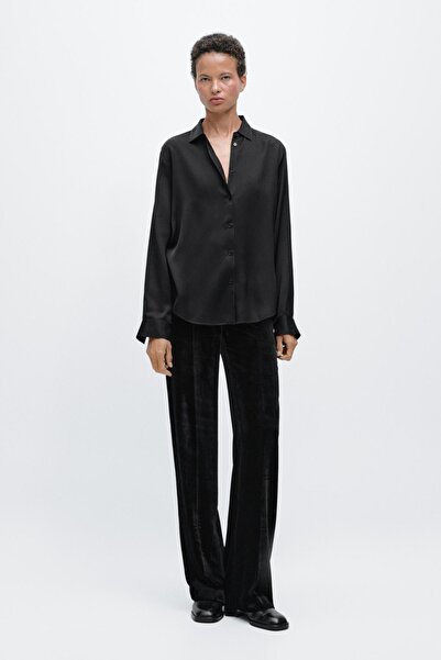 Massimo Dutti Dökümlü saten gömlek