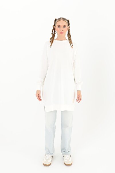 Soul Γυναικείο Ριμπ Σχιστό Λεπτομερές Basic Tunic - 30644TUN - Ecru