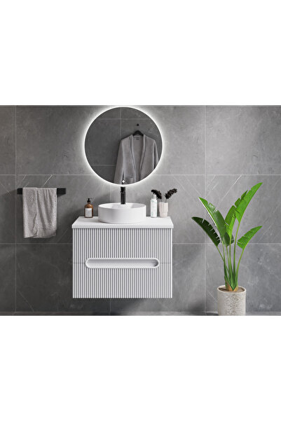 ROSEART BANYO ALMİRA ROSE BEYAZ 80CM BANYO DOLABI SETİ AYNA + ALT MODÜL + SER...