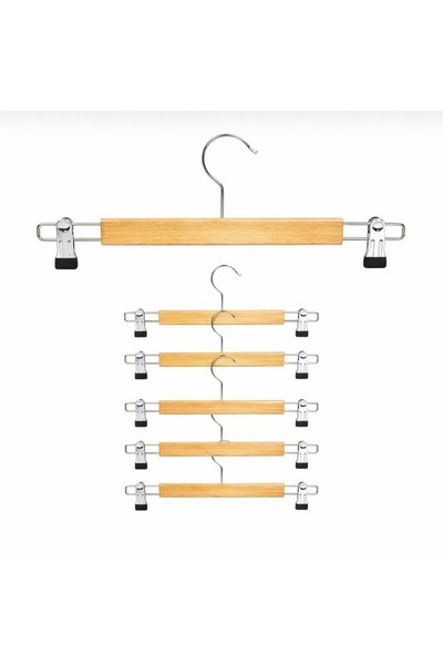 Jetfoni 5 Parça 5 ADET Ahşap Askılık Mandallı Etek Askısı Elbise Askısı Etek ...