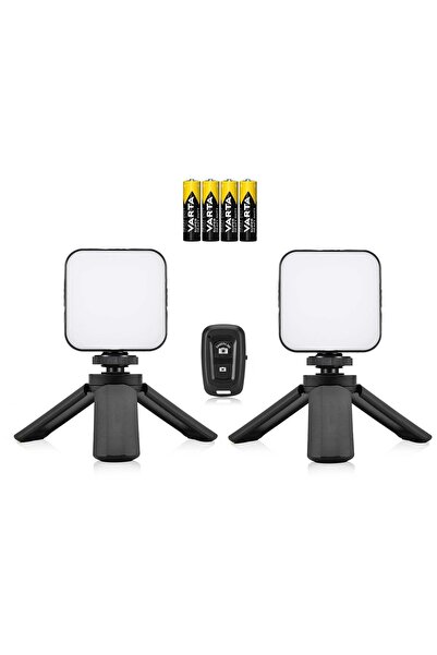 AZT Puluz PU529B 2x 64 Led Light 5w 800 Lümen Sürekli Işık 2x Mini Tripod ve ...
