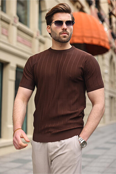 Madmext Erkek Kahverengi Tişört 5684